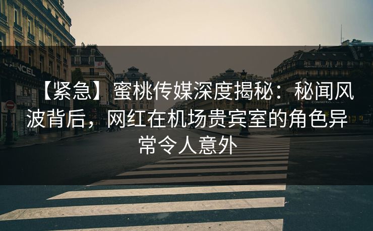 【紧急】蜜桃传媒深度揭秘：秘闻风波背后，网红在机场贵宾室的角色异常令人意外
