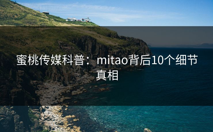 蜜桃传媒科普：mitao背后10个细节真相