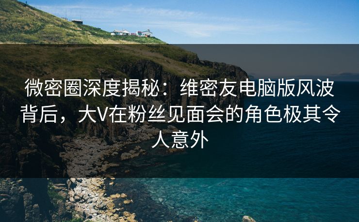 微密圈深度揭秘:维密友电脑版风波背后,大V在粉丝见面会的角色极其令人意外 微密圈深度揭秘:维密友电脑版风波背后,大V在粉丝见面会的角色极其令人意外